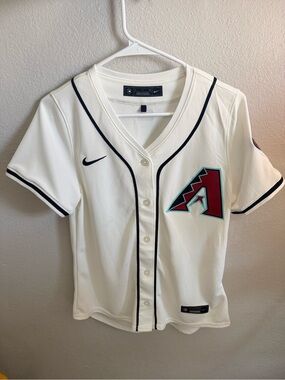 Nike White Arizona Diamondbacks Baseball Jersey with Teal & Maroon Logo Womens S